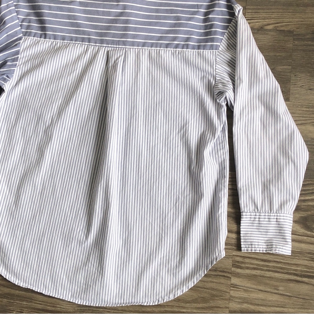 New Abercrombie and Fitch Womens Oversized Poplin Colorblock Shirt Stripe - Picture 11 of 15